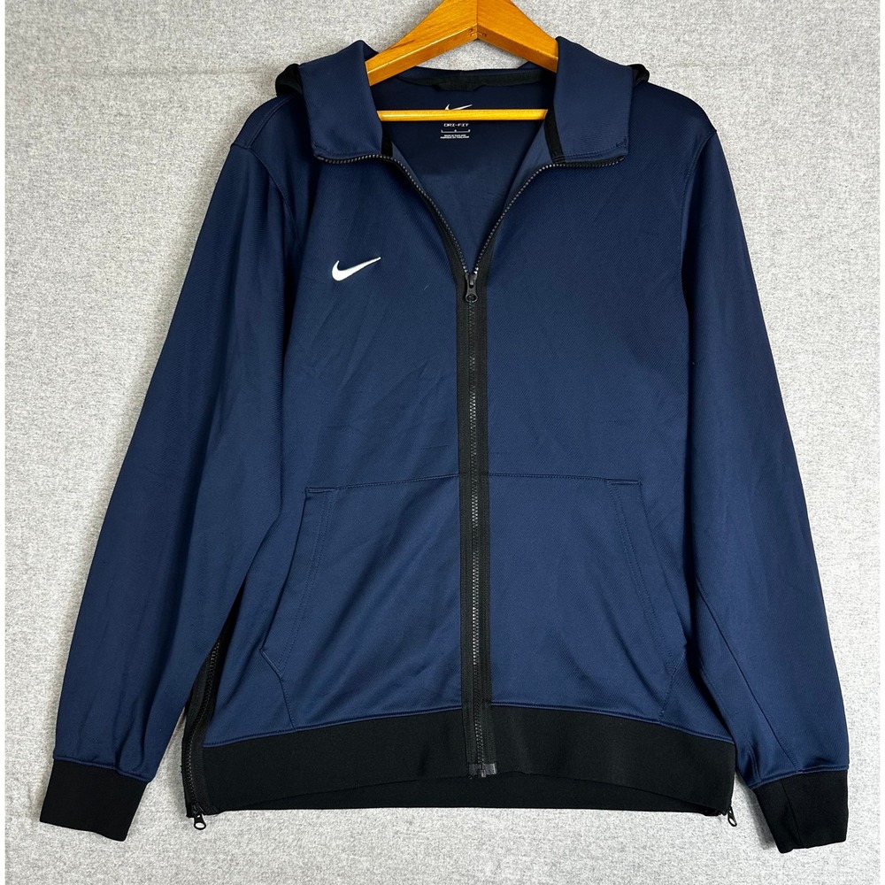 Nike Therma Fit Showtime Basketball Hoodie Jacket Mens L Dri-FIT Full Zip Blue